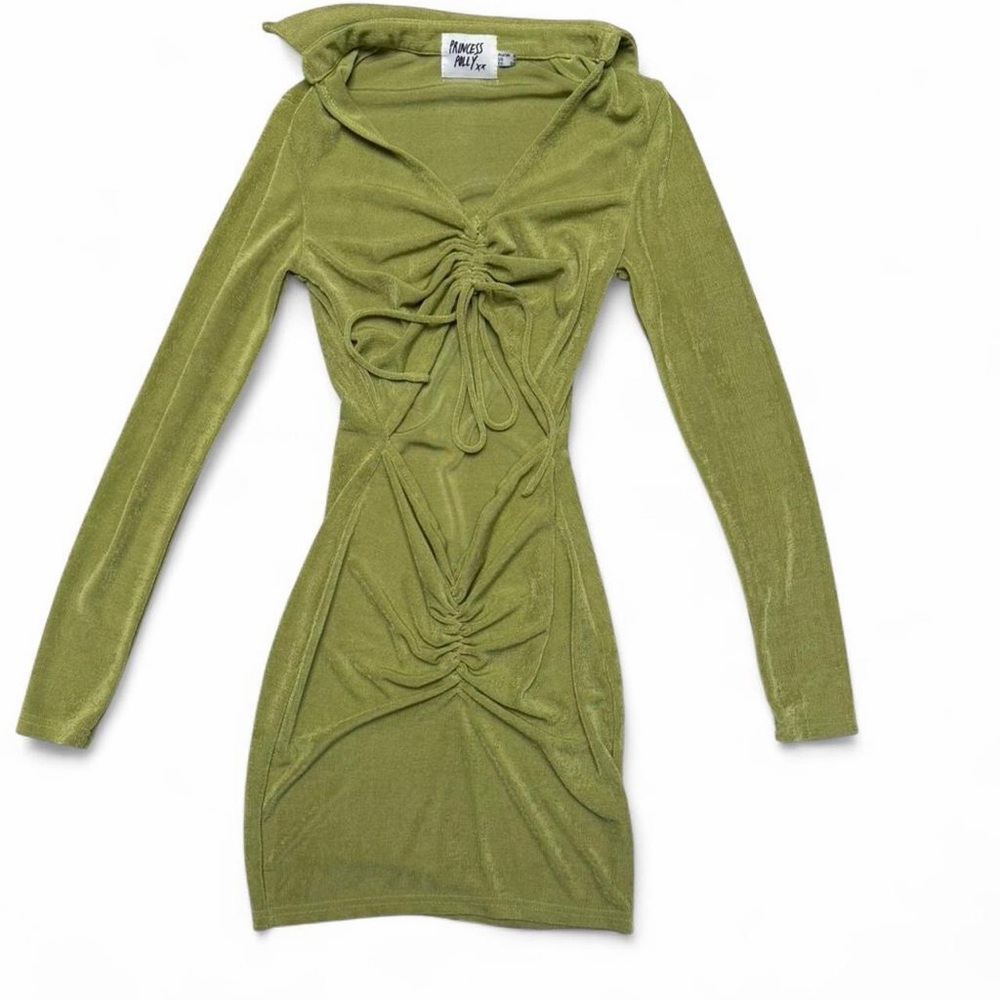 Princess Polly Olive Green Ruched Long Sleeve Dress